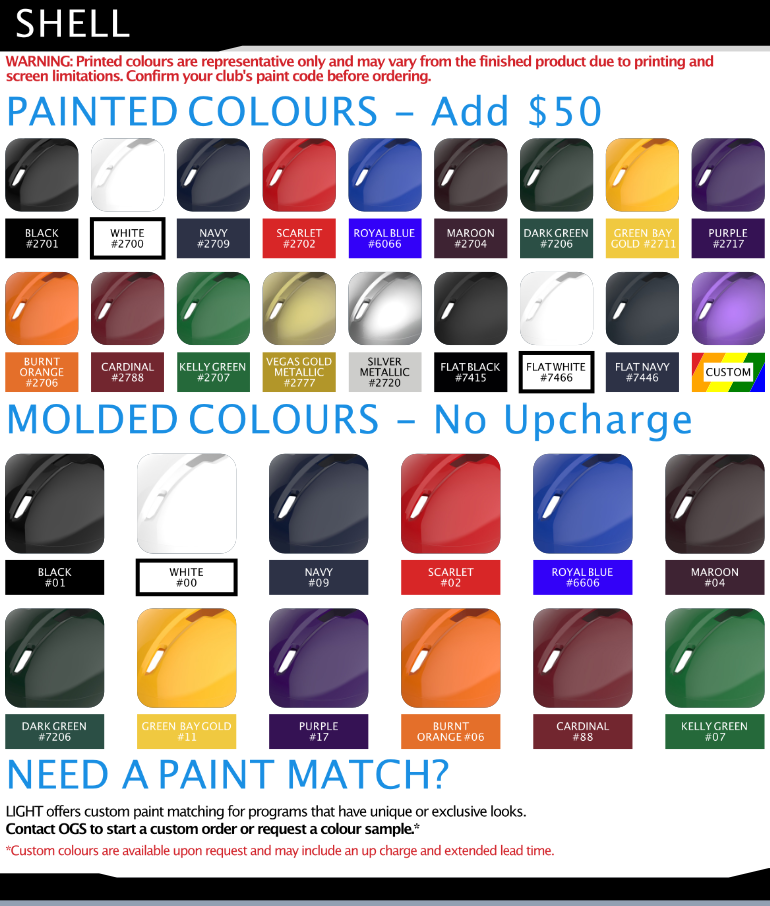 2027 LIGHT Helmets Shell Colours